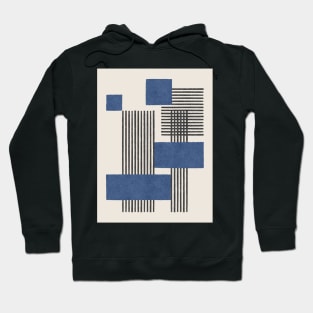 Stripes and Square Composition - Blue Hoodie